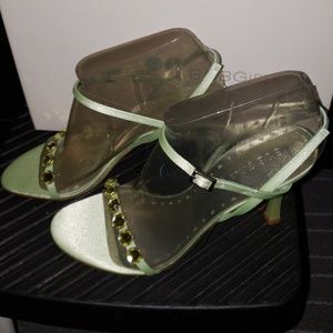 Satin mint green heels